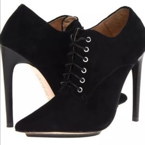 L.a.m.b. Blk Suede Isabella Bootie w/ leather lace